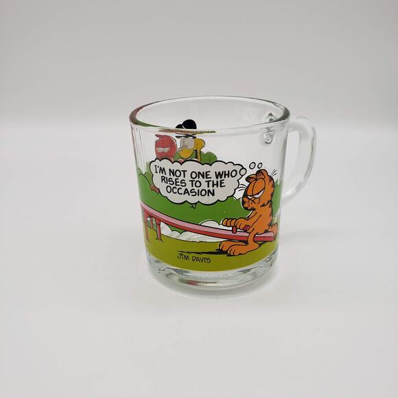 Vintage 1978-80's Garfield McDonalds Jim Davis Mug Coffee Cup Clear Glass - Picture 1 of 6